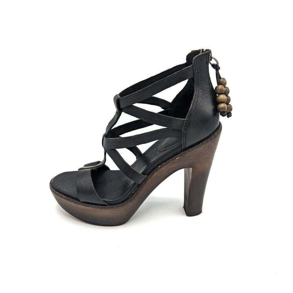 UGG Salima Platform High Heel Sandal Gladiator Pumps Size 5 (35) Black Leather